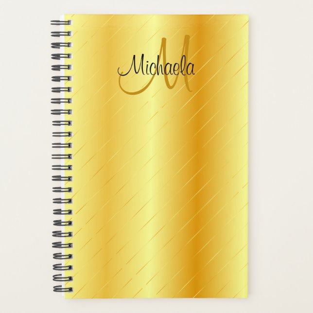Agenda Personalizado Monograma Elegante Planilla de Oro (Anverso)