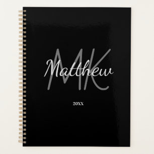 Agenda Personalizado Monograma negro Nombre inicial Año M