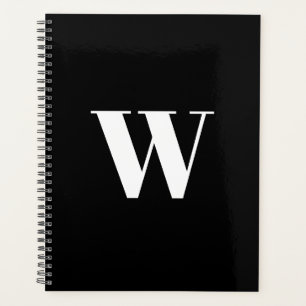 Agenda Personalizado monogramado blanco negro inicial ele