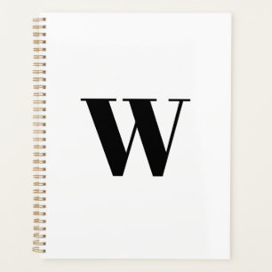 Agenda Personalizado monogramado blanco negro inicial ele