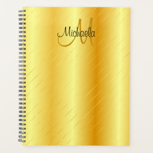 Agenda Personalizado Monogramed Elegant Faux Gold Templat