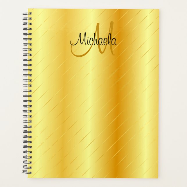 Agenda Personalizado Monogramed Elegant Faux Gold Templat (Anverso)