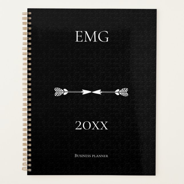 Agenda Personalizado Negocio profesional blanco negro (Anverso)