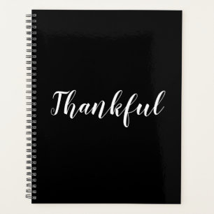 Agenda Personalizado negro agradecido texto elegante