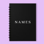 Agenda Personalizado negro simple Añadir su nombre elegan<br><div class="desc">Simple Personalizado Negro Añade tu nombre de diseño elegante para cualquiera.</div>