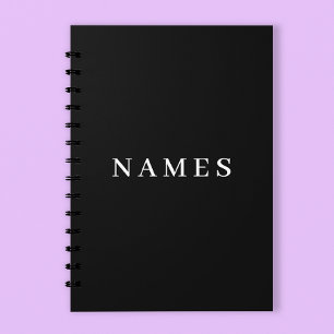 Agenda Personalizado negro simple Añadir su nombre elegan