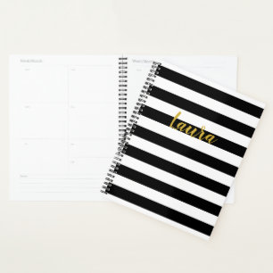Agenda Personalizado negro y blanco rayado