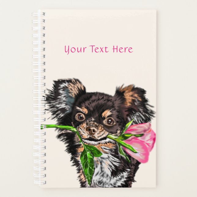 Agenda Personalizado Nombre de texto Planner Perro pequeñ (Anverso)