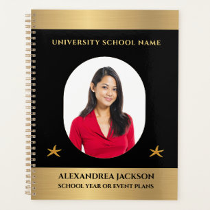 Agenda Personalizado Oro Negro Elegante Foto Personalizad