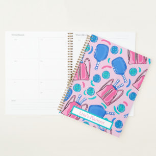 Agenda Personalizado Pickleball Paddle and Balls Pink Pre