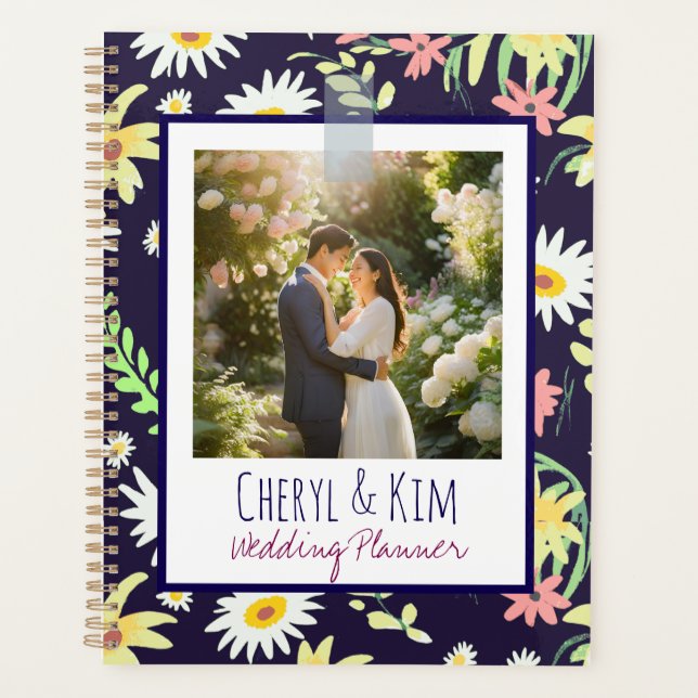 Agenda Personalizado Planner de boda floral | Foto person (Anverso)