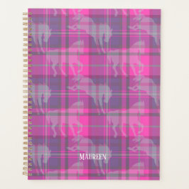 Agenda Personalizado preppy caballo malva morado tartán
