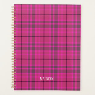 Agenda Personalizado preppy color rosa y morado tartán mo