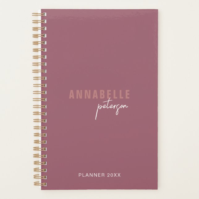Agenda Personalizado profesional Minimalista de Rosa de D (Anverso)