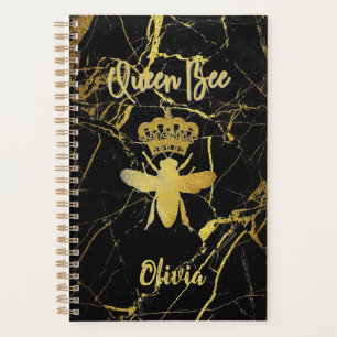 Agenda Personalizado QUEEN BEE Oro Mármol Negro Sin fech