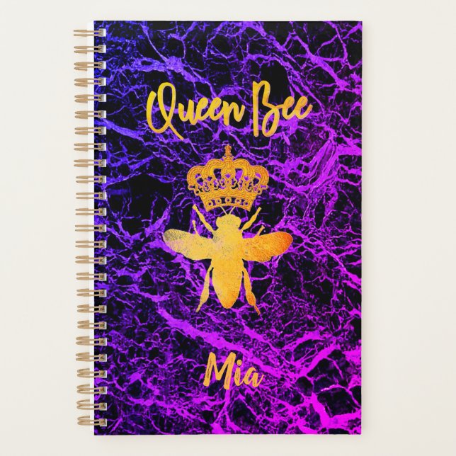 Agenda Personalizado QUEEN BEE Oro Púrpura Negro Sin fech (Anverso)