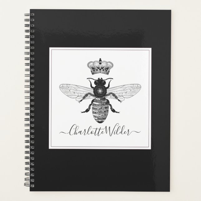 Agenda Personalizado Queen Bee Y Crown Script Signature N (Anverso)
