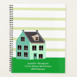 Agenda Personalizado Real Estate Company Green Home Build<br><div class="desc">Personalizado de la empresa inmobiliaria para que un inquilino se entregue a clientes potenciales o agentes de la propiedad. Un inquilino de este moderno planificador de la casa verde para planear sus citas para ver la casa. Un artículo de marketing comercial personalizado para 2023.</div>