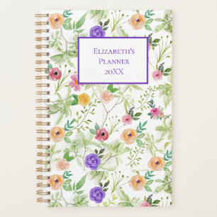 Agenda Personalizado Rosa Purpura Amarillo Floral Anual