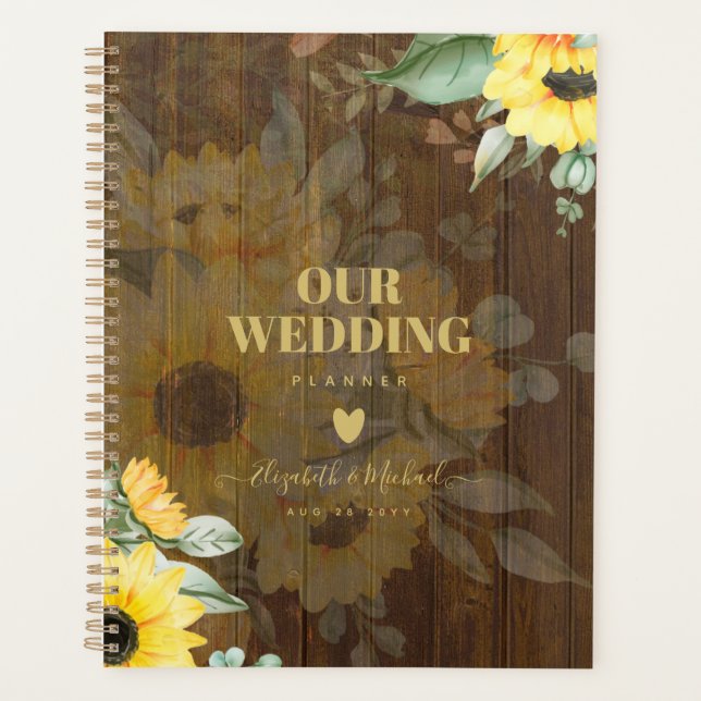Agenda Personalizado Rustic Sunflowers Wedner (Anverso)