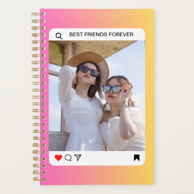 Agenda personalizado texto de foto instagram rosa moderno (Anverso)