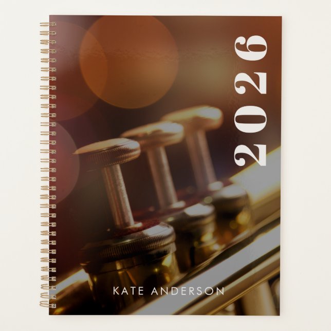 Agenda Personalizado Trumpet Musician moderno año 2026 (Anverso)