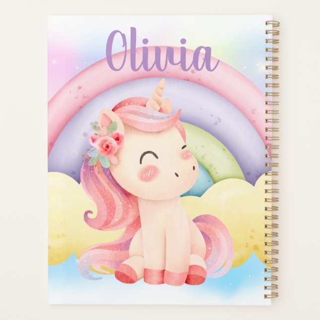 Agenda Personalizado Unicornio Spiral Planner - Regalo pe (Reverso)