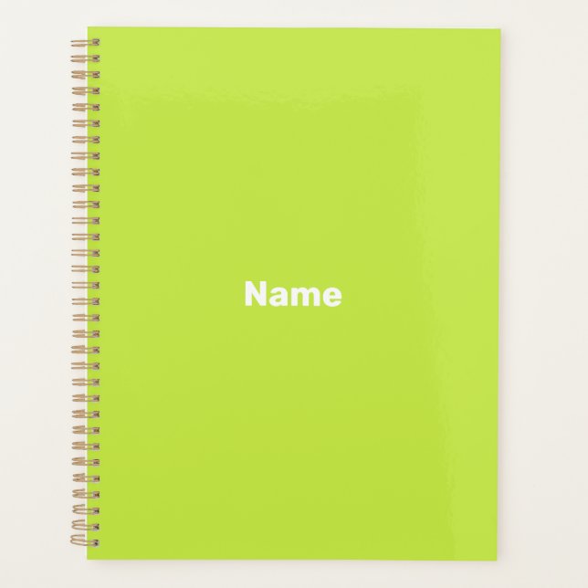 Agenda personalizado verde limón minimalista monograma no (Anverso)