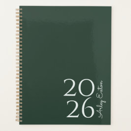Agenda Personalizado verde oscuro minimalista mensual
