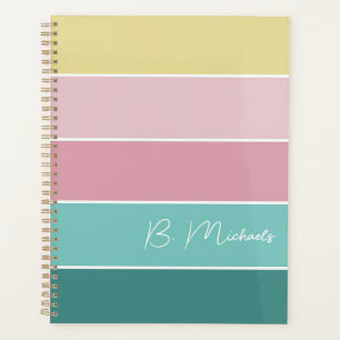 Agenda Personalizado verde rosado franjas de bloque de co