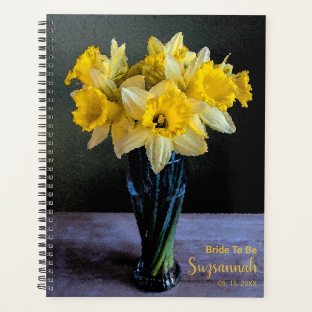 Agenda Personalizado Vibrante Daffodils Vase Boda de Vida (Anverso)