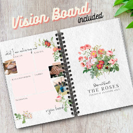 Agenda Personalizado Vision Board Rosa floral de escritur