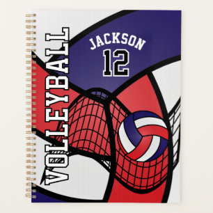 Agenda Personalizado - Voleibol en rojo, blanco y azul ma