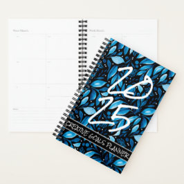 Agenda Personalizar Año 2025 Planner Botánico Negro/Azul