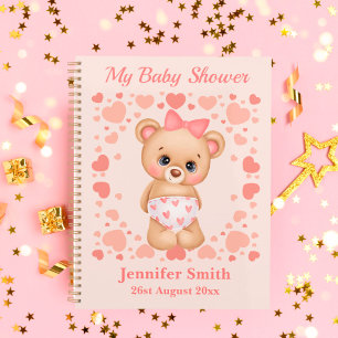 Agenda Personalizar Baby Shower Cute Rosa Teddy Bear