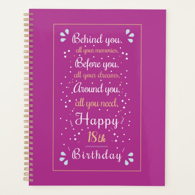 Agenda Personalizar con cumpleaños de edad editable (Anverso)