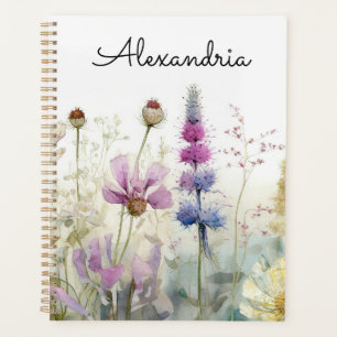 Agenda Personalizar el campo acuarela de las flores silve