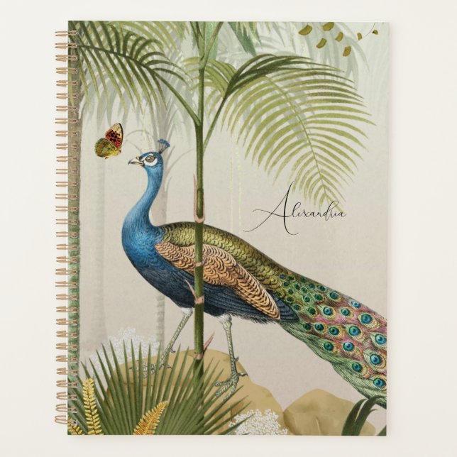 Agenda Personalizar el pavo real con mariposas (Anverso)