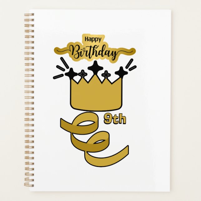 Agenda  Personalized 9th Birthday King Crown Design (Anverso)