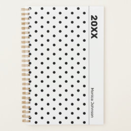 Agenda Personalized Black and White Polka Dot Planner
