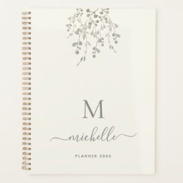 Agenda Personalized Botanical Watercolor Monogram Ivory