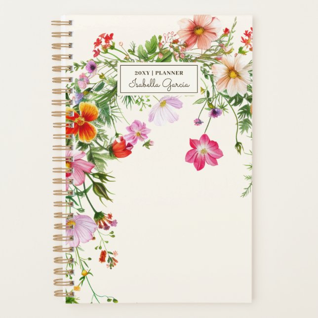 Agenda Personalized Chic Elegant Wildflower Planner (Anverso)