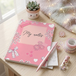 Agenda Personalized Cute Pink, Aesthetic “My Notes” 