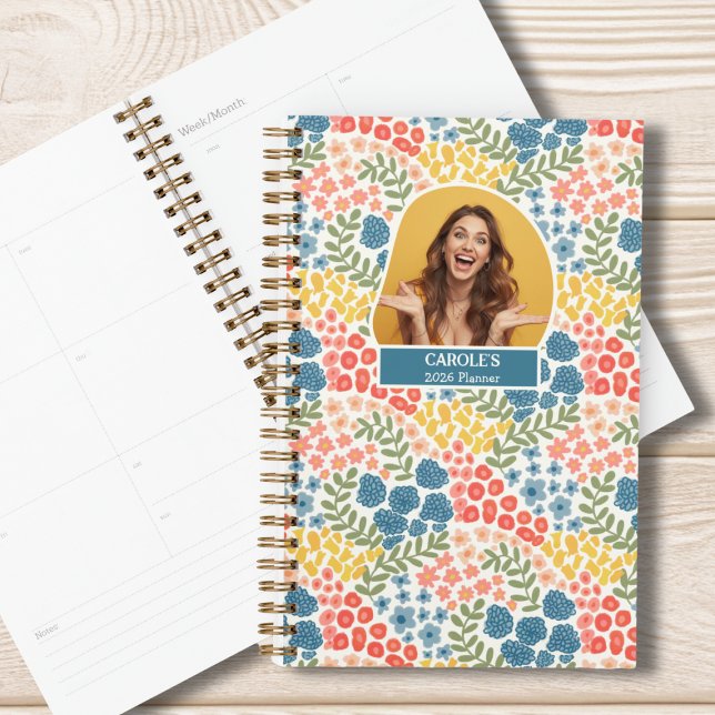 Agenda Personalized Floral Planner – Weekly & Monthly (Modern Floral Personalized Monthly Weekly Planner)