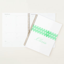 Agenda Personalized Green Poka Dots
