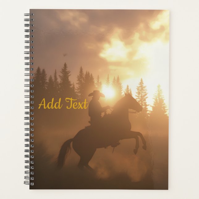 Agenda Personalized Horse Photo Equine Sunset Cowboy (Anverso)