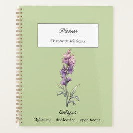Agenda Personalized Larkspur Flower Birth Month Floral 