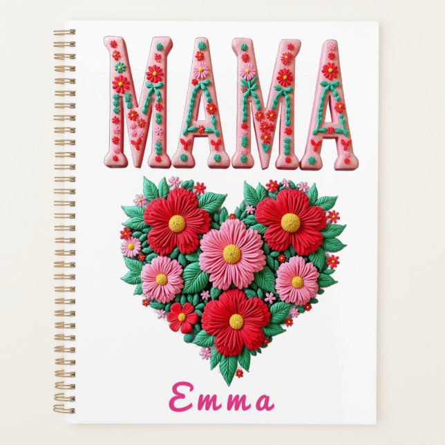Agenda Personalized Mama Heart Floral Custom Gift (Anverso)