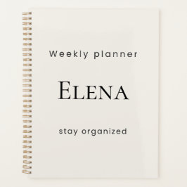 Agenda Personalized Minimal Beige Weekly Planner