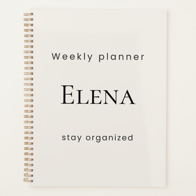 Agenda Personalized Minimal Beige Weekly Planner (Anverso)